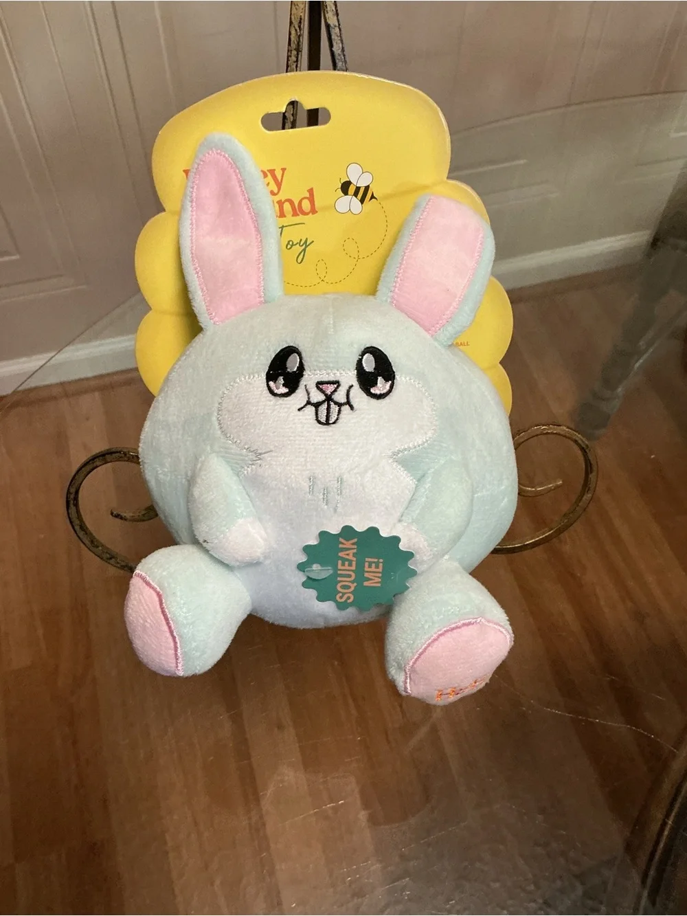 Honey & Hound Plush Bunny Squeaky Dog Toy Stuffed Animal Soft Durable Pet Toy 9”
